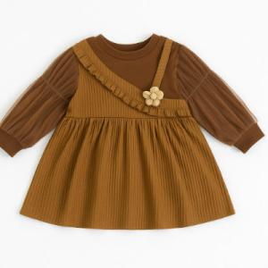 Baby Girl Long Sleeve Ruffle Corduroy Frock
