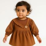 Baby Girl Long Sleeve Ruffle Corduroy Frock