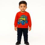 Boys Red Cotton Fleece Sweatshirt