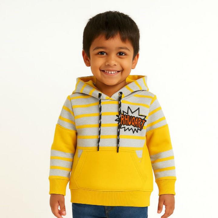 Boys yellow Colorblock Striped Hoodie