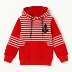 Boys Red Colorblock Striped Hoodie