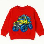 Boys Red Cotton Fleece Sweatshirt