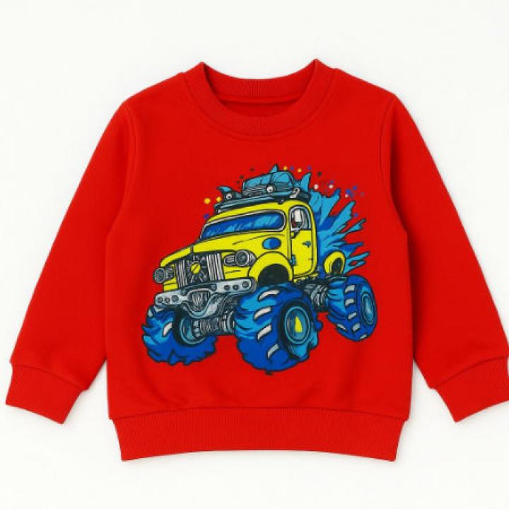 Boys Red Cotton Fleece Sweatshirt