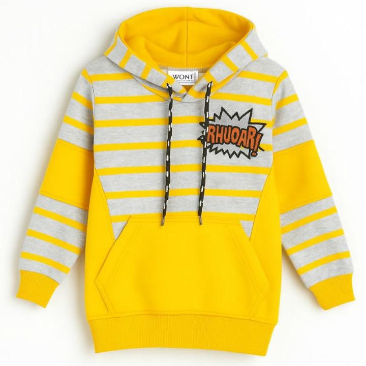 Boys yellow Colorblock Striped Hoodie