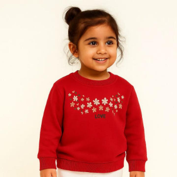 Girls Embroidered Fleece Sweatshirt