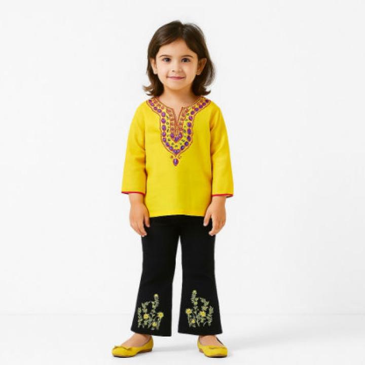 Girls Embroidered Floral Jeans