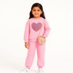 Girls Heart Print Fleece Tracksuit