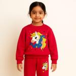 Girls Sequin Work Cotton Fleece Tracksuit