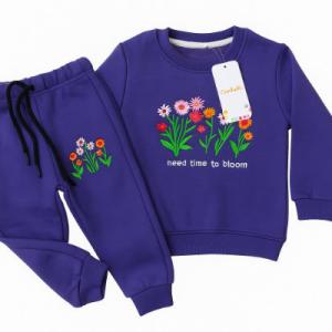 Girls Embroidered Cotton Fleece Tracksuit