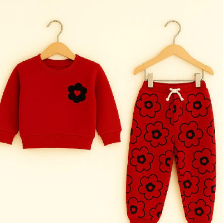 Girls Flower Printing TrackSuit