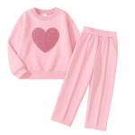 Girls Heart Print Fleece Tracksuit
