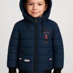 Boys Navy Blue Puffer Jacket Hoodie