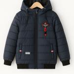 Boys Navy Blue Puffer Jacket Hoodie