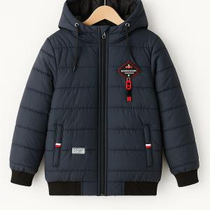 Boys Navy Blue Puffer Jacket Hoodie